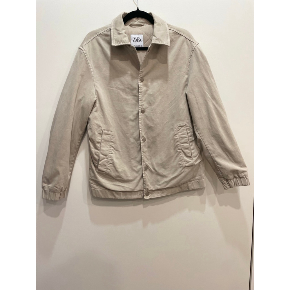 Zara Mens Quilted Canvas Workwear Coat Jacket Small Snap Collar Chore Barn